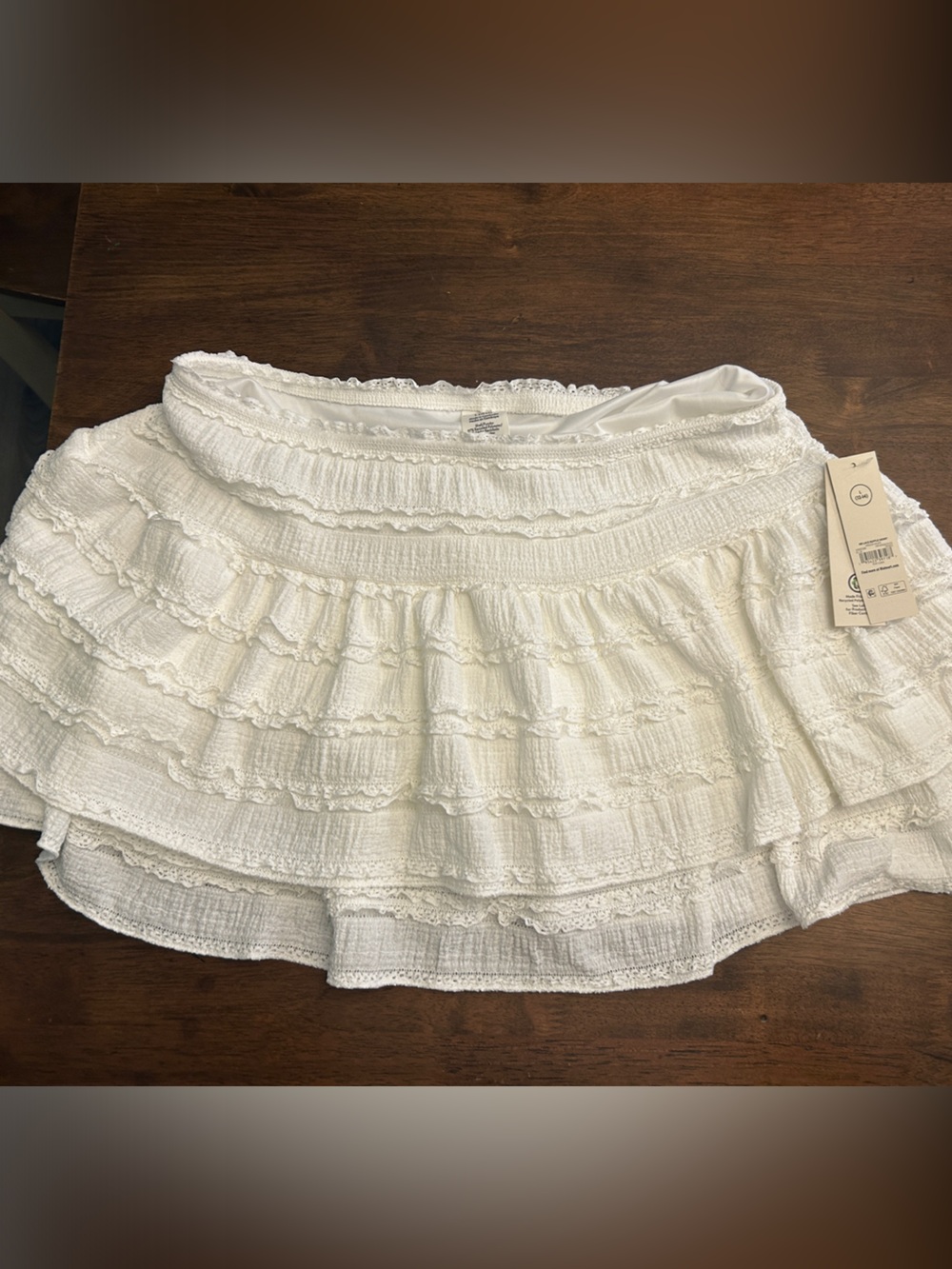 No Boundaries White Tiered Ruffle Skater Skirt